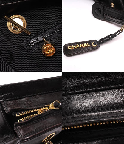 CHANEL チェーントートバッグ Wチェーン 3番台 ラムスキン ゴールド金具 レディース シャネル