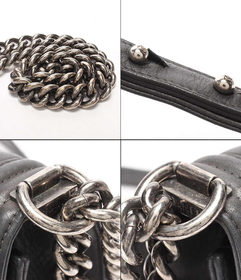 CHANEL チェーンショルダーバッグ 肩掛け 斜め掛け シルバー金具