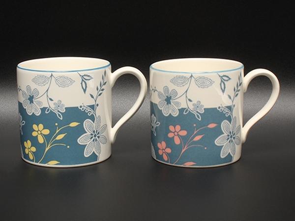 美品 WEDGWOOD マグカップ 2点セット ペア メドウフラワーズ イエロー ピンク ウエッジウッド