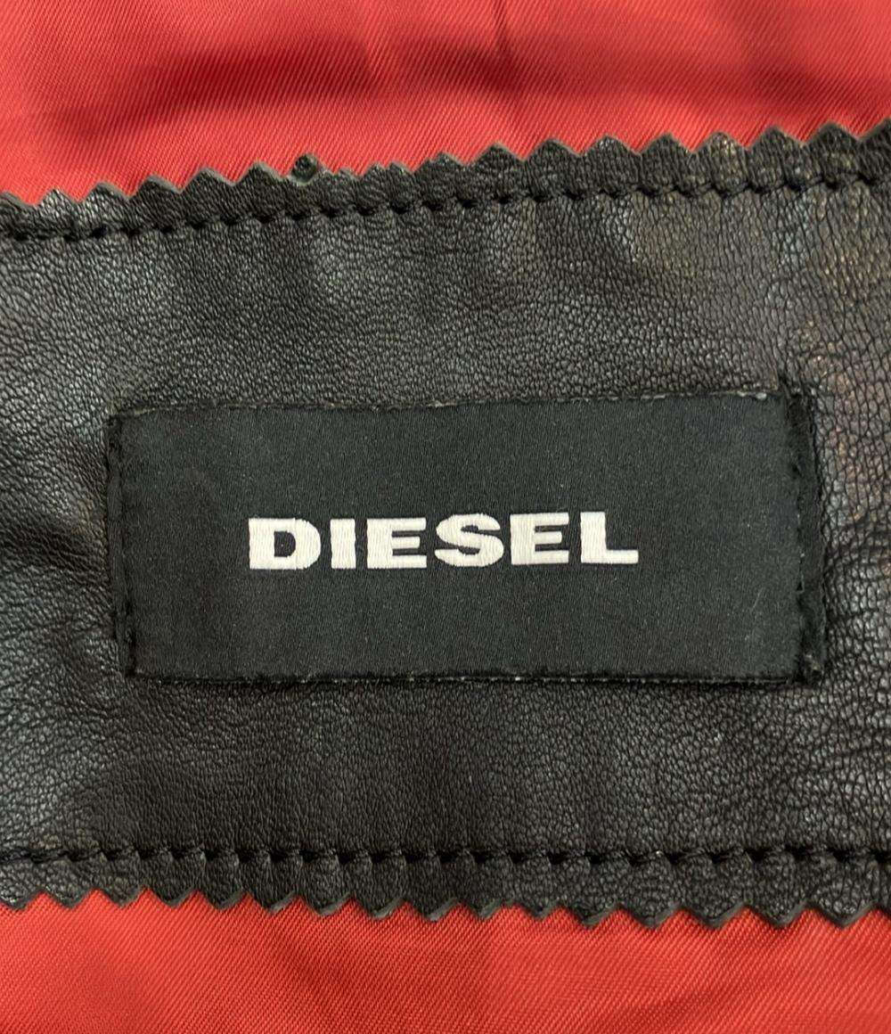 DIESEL レザージャケット ライダース シープ スキン 裏地レッド インポート メンズ SIZE M ディーゼル