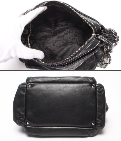 CHANEL チェーンショルダーバッグ 肩掛け シルバー金具 ラムスキン レディース シャネル