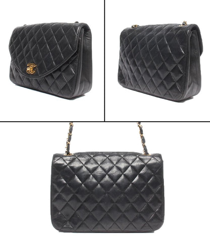 CHANEL チェーンショルダーバッグ シングルチェーン ラムスキン ゴールド金具 0番台 マトラッセ レディース シャネル