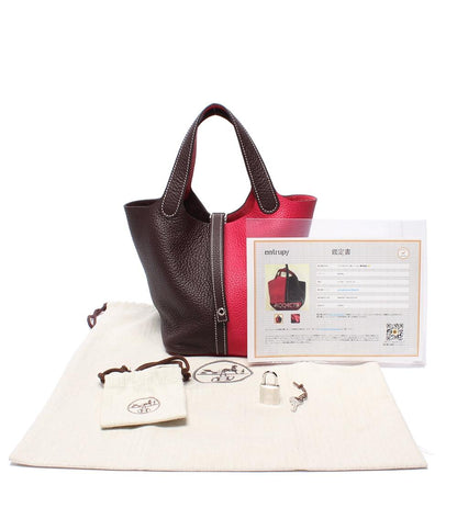 美品 HERMES ハンドバッグ Z刻印 シルバー金具 トリヨンクレマンス バイカラー ピコタンロックPM カザック レディース エルメス