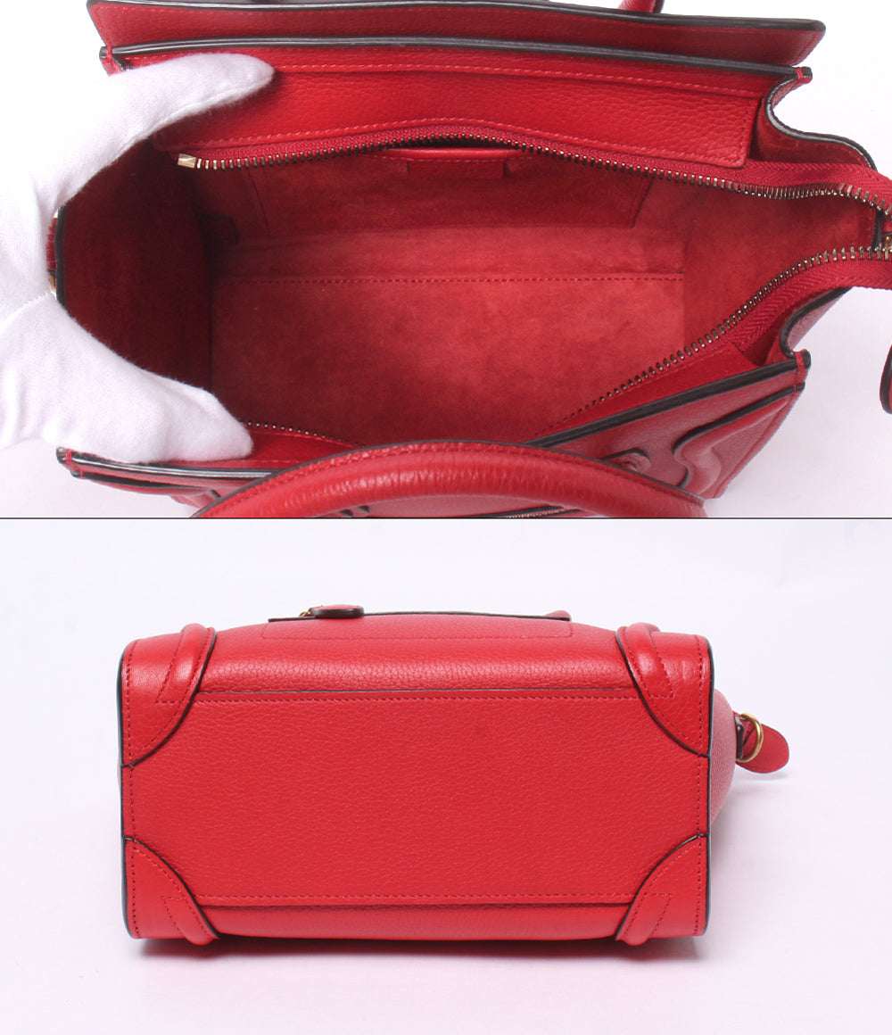 美品 CELINE 2WAY ハンドバッグ ショルダーバッグ 肩掛け 斜め掛け ラゲージ ナノ 168243 レディース セリーヌ