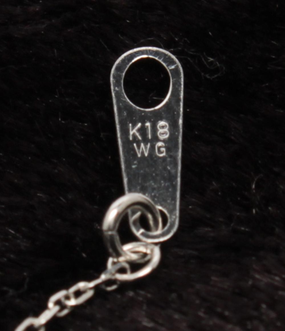 美品 ネックレス K18WG ダイヤ 0.07ct しずくモチーフ レディース