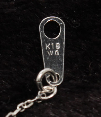 美品 ネックレス K18WG ダイヤ 0.07ct しずくモチーフ レディース
