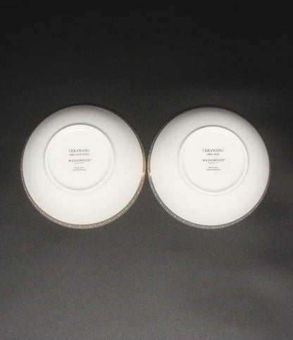 美品 WEDGWOOD マルチソーサー 皿 2点セット 13cm ヴェラ ウォン ヴェラレース プラチナ ゴールド ウェッジウッド