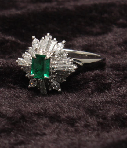 美品 リング 指輪 Pt900 エメラルド 0.34ct ダイヤ 0.90ct レディース SIZE 12号