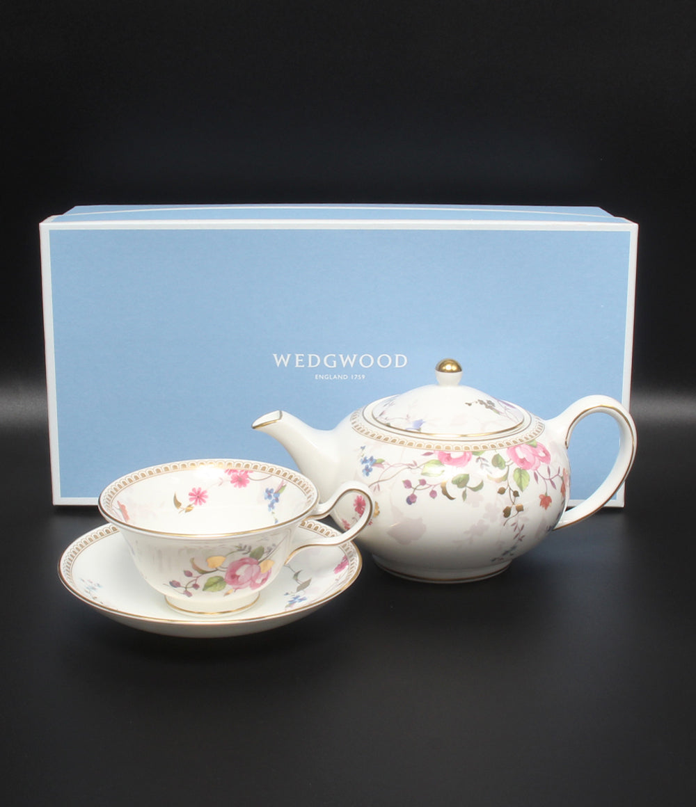 美品 WEDGWOOD ティーポット カップ＆ソーサー 2点セット ローズ ゴールド ウエッジウッド