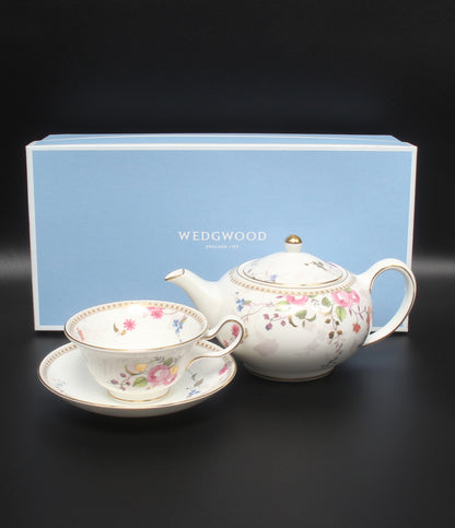 美品 WEDGWOOD ティーポット カップ＆ソーサー 2点セット ローズ ゴールド ウエッジウッド