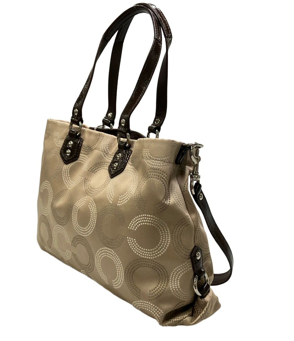 美品 COACH トートバッグ ショルダーバッグ 2WAY 斜め掛け キャンバス レザー オプアート F20049 レディース コーチ
