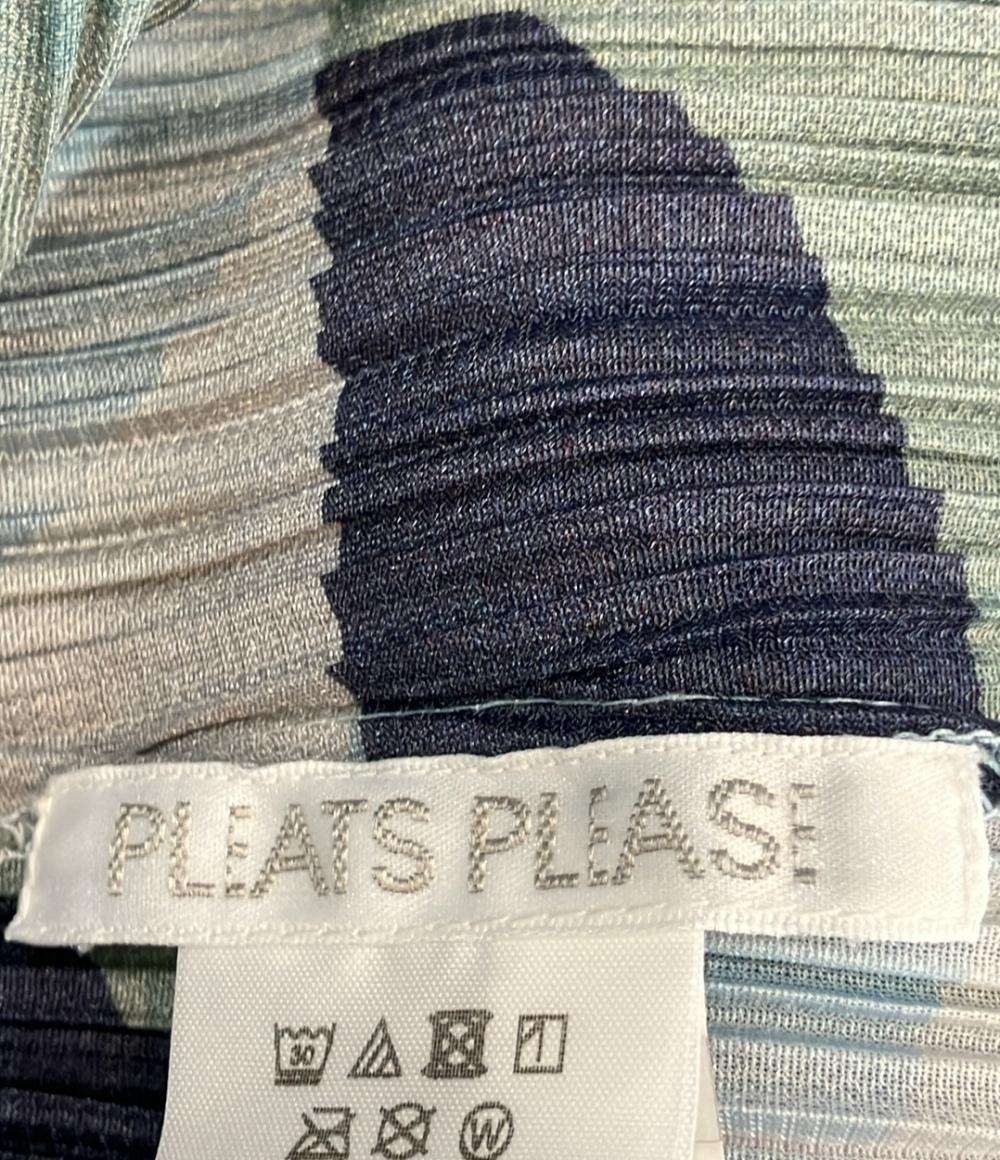 PLEATS PLEASE ノースリーブワンピース 18AW 総柄 幾何学模様 ロング丈 シャツ チュニック プリーツ PP83-JE743 レディース SIZE 3 (L)