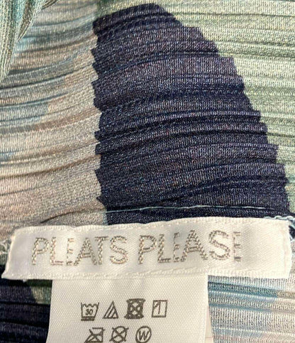 PLEATS PLEASE ノースリーブワンピース 18AW 総柄 幾何学模様 ロング丈 シャツ チュニック プリーツ PP83-JE743 レディース SIZE 3 (L)