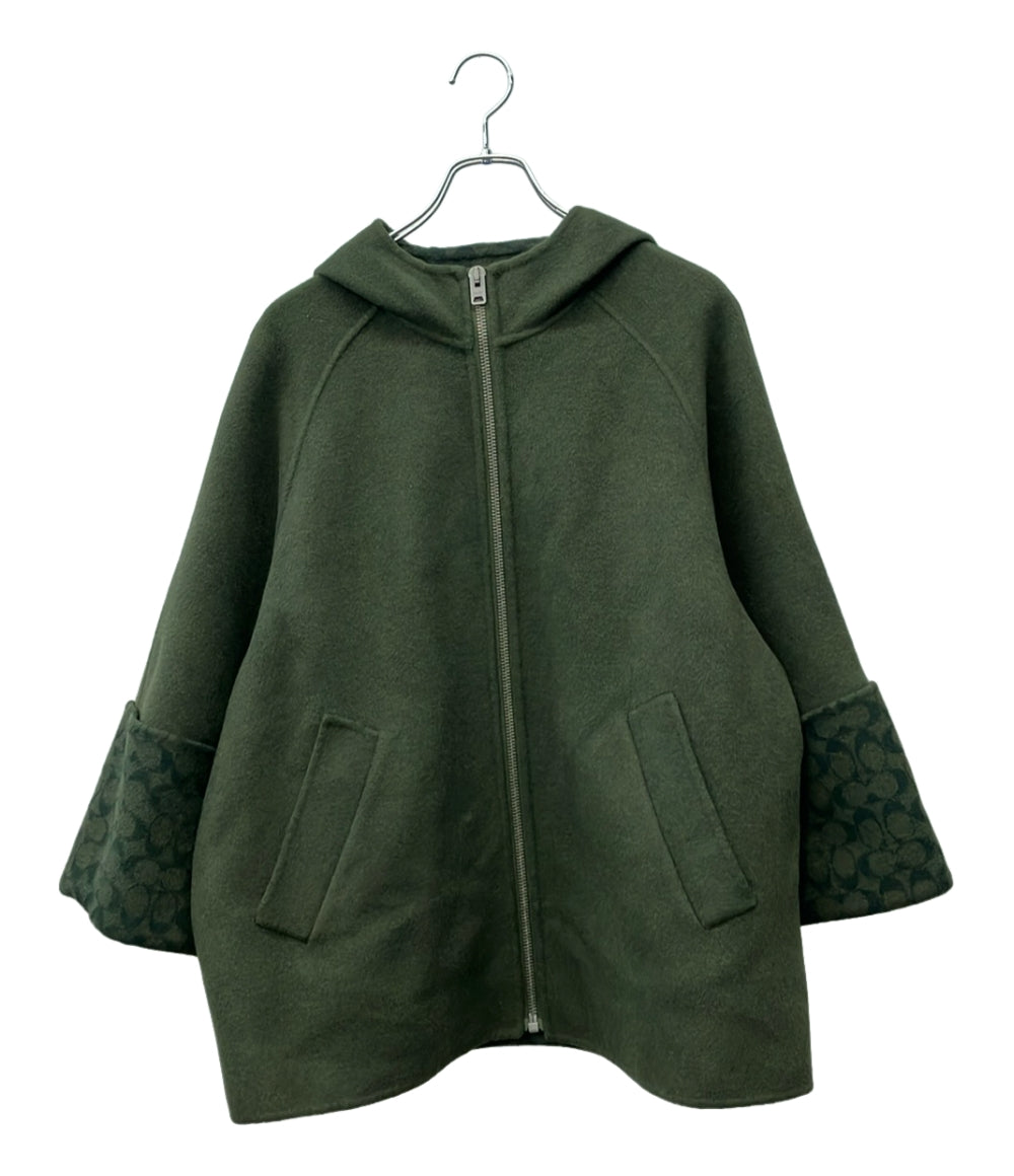 COACH ウールケープ ジップアップ シグネチャー CL278 レディース SIZE XS コーチ
