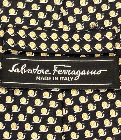 美品 Salvatore Ferragamo ネクタイ カタツムリ柄 シルク100% メンズ サルヴァトーレフェラガモ