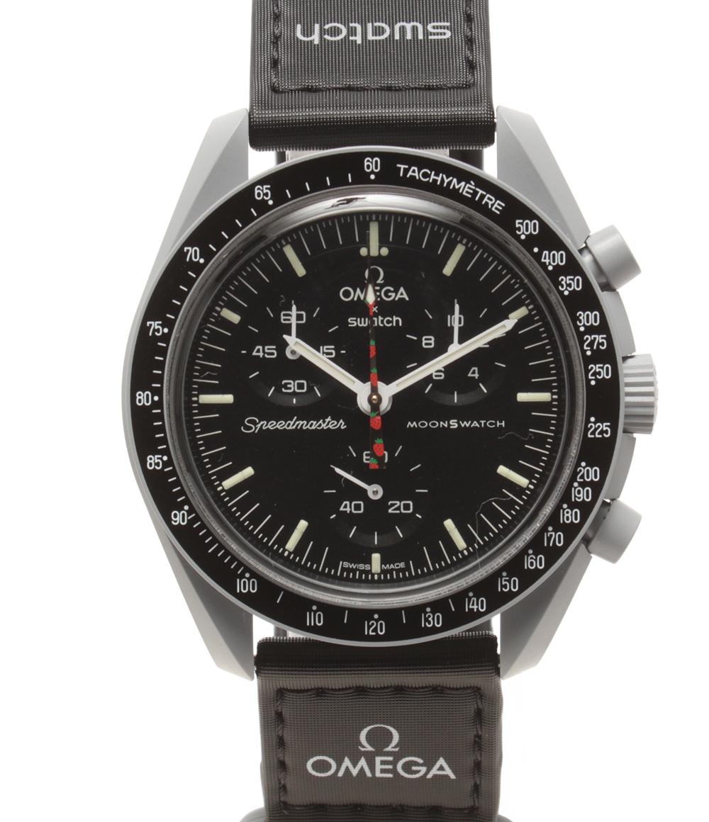 美品 オメガ スウォッチ 腕時計 MISSION TO JUPITER クオーツ ブラック メンズ OMEGA Swatch