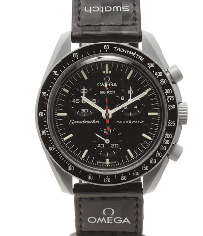 美品 オメガ スウォッチ 腕時計 MISSION TO JUPITER クオーツ ブラック メンズ OMEGA Swatch