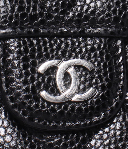 CHANEL 三つ折り財布 シルバー金具 ランダム番台 クラシックスモールフラップウォレット キャビアスキン AP0231 レディース シャネル