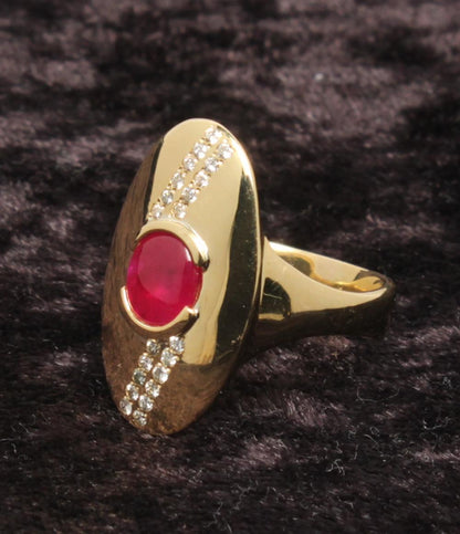 美品 リング 指輪 K18 ルビー 1.34ct ダイヤ 0.18ct レディース SIZE 15号