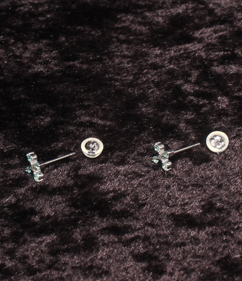 美品 ピアス K18WG パライバトルマリン 0.14ct  ダイヤ 0.04ct クロスモチーフ レディース