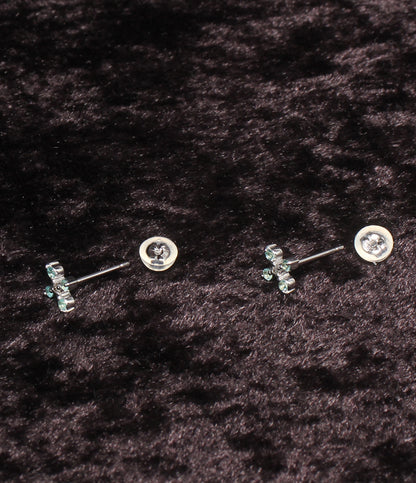 美品 ピアス K18WG パライバトルマリン 0.14ct  ダイヤ 0.04ct クロスモチーフ レディース