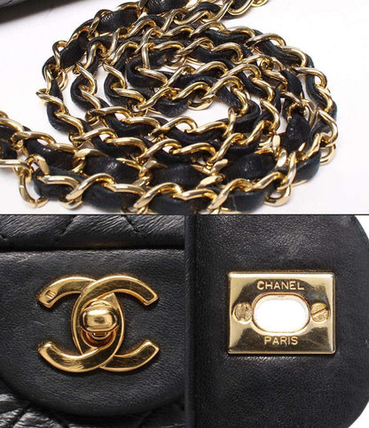 CHANEL チェーンショルダーバッグ ダブルチェーン ダブルフラップ ゴールド金具 ラムスキン 1番台 マトラッセ23 レディース シャネル
