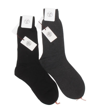 美品 HERMES ソックス 靴下 2点セット グレー ブラック サイズ10 メンズ エルメス
