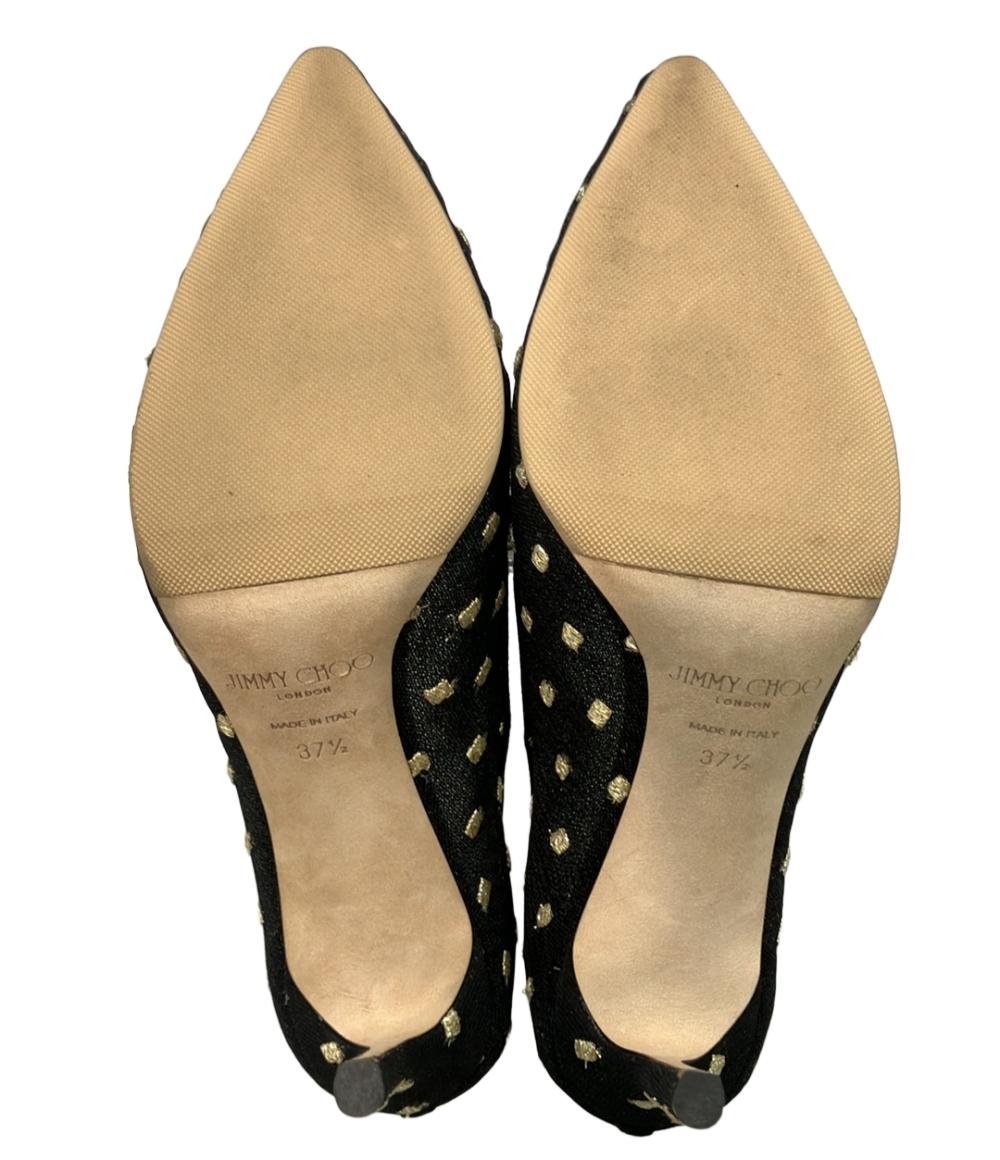 JIMMY CHOO/ポインテッドトゥフラットパンプス/size37/黒 JimmyChoo