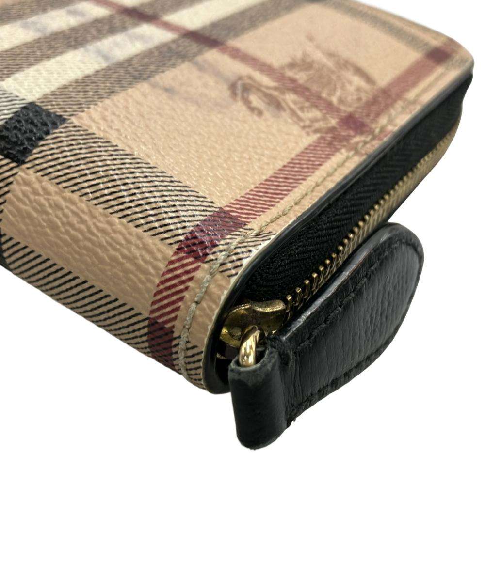 BURBERRY ラウンドファスナー長財布 PVC レザー レディース バーバリー