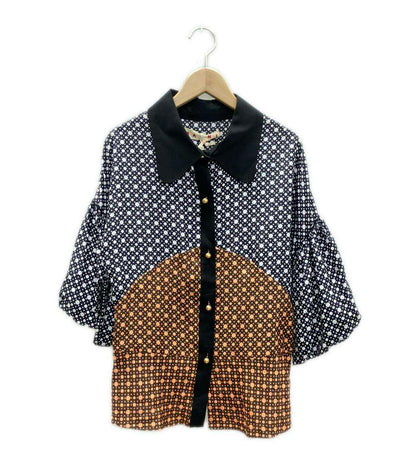 美品 マルニ シルクドット柄バルーンスリーブ七分袖ブラウス レディース SIZE 40 (M) MARNI