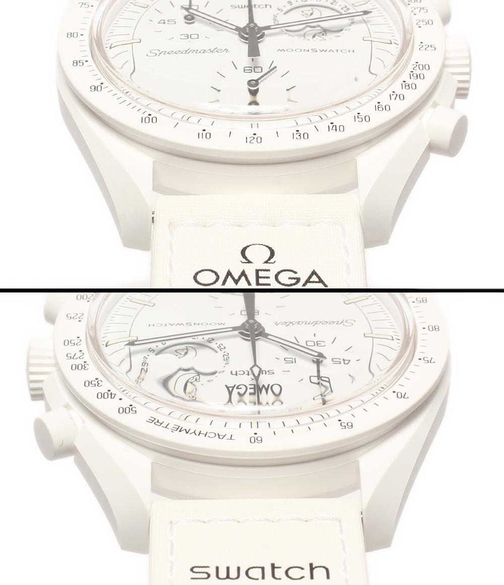 美品 腕時計 OMEGA × SWATCH x Snoopy MOONSWATCH MISSION TO THE MOONPHASE クオーツ ホワイト ユニセックス オメガ スウォッチ
