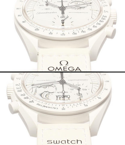 美品 腕時計 OMEGA × SWATCH x Snoopy MOONSWATCH MISSION TO THE MOONPHASE クオーツ ホワイト ユニセックス オメガ スウォッチ