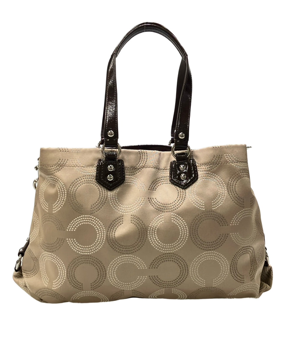 美品 COACH トートバッグ ショルダーバッグ 2WAY 斜め掛け キャンバス レザー オプアート F20049 レディース コーチ
