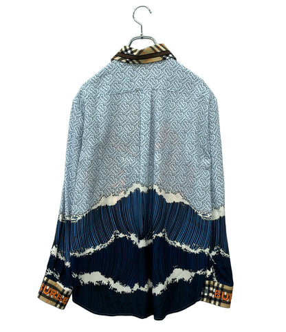 美品 BURBERRY 長袖シャツ モノグラム タツノオトシゴ 8024587 レディース SIZE 36 (S) バーバリー