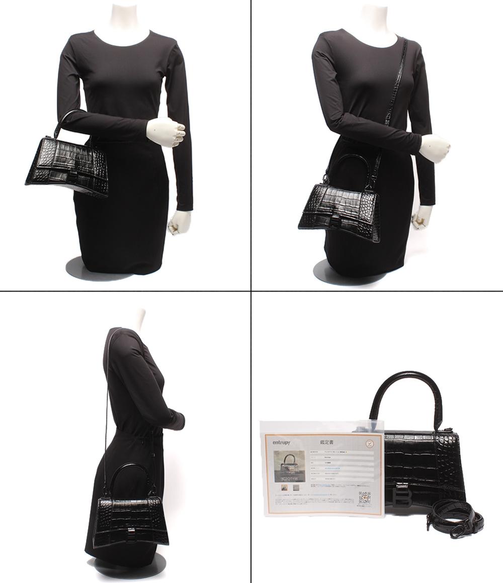 BALENCIAGA 2WAYハンドバッグ ショルダーバッグ クロコ型押し 肩掛け 斜め掛け アワーグラス レディース バレンシアガ