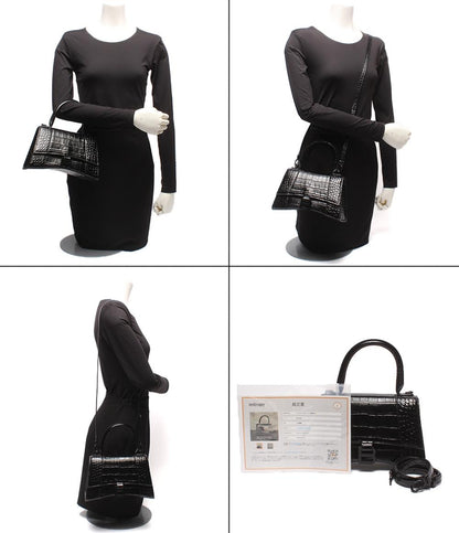 BALENCIAGA 2WAYハンドバッグ ショルダーバッグ クロコ型押し 肩掛け 斜め掛け アワーグラス レディース バレンシアガ