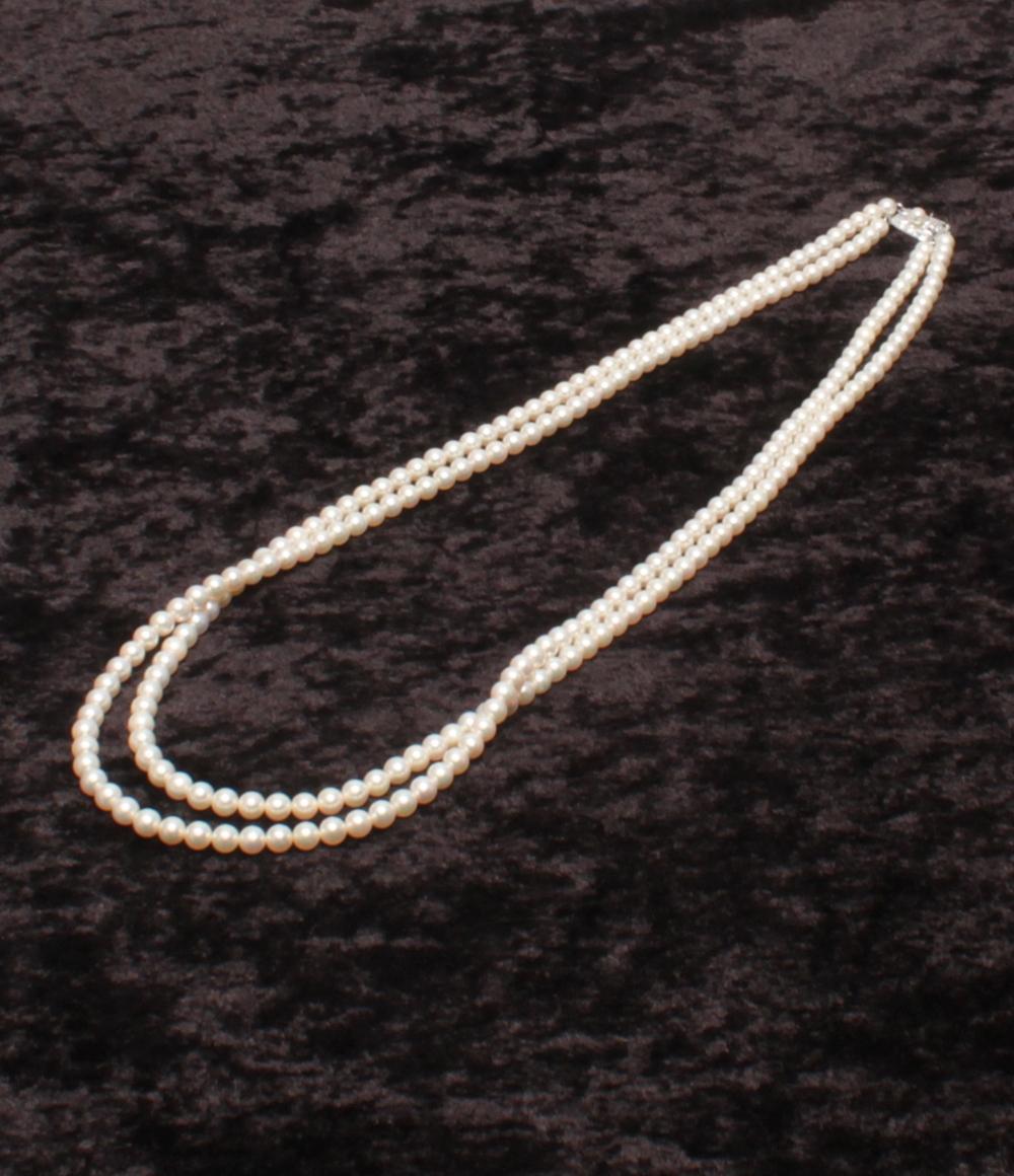 美品 MIKIMOTO 2連ネックレス SV パール 5.0-5.5mm レディース ミキモト