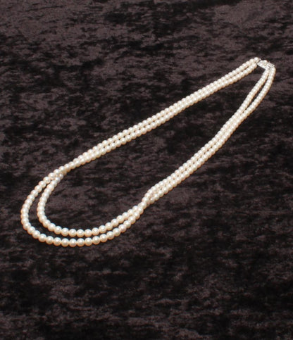 美品 MIKIMOTO 2連ネックレス SV パール 5.0-5.5mm レディース ミキモト