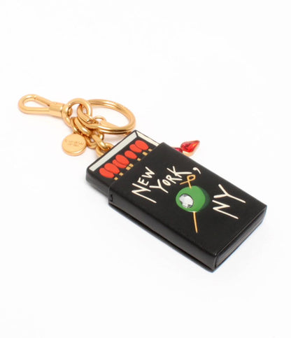 美品 Kate Spade バッグチャーム キーリング キーホルダー レザー マッチ箱モチーフ レディース ケイトスペード