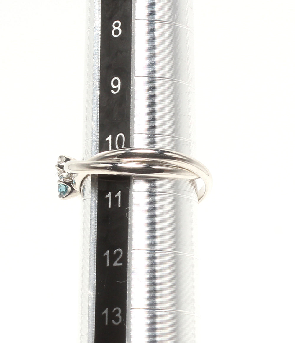 美品 4℃ 2連リング 指輪Pt950 ダイヤ ブルーダイヤ レディース SIZE 10号 ヨンドシー