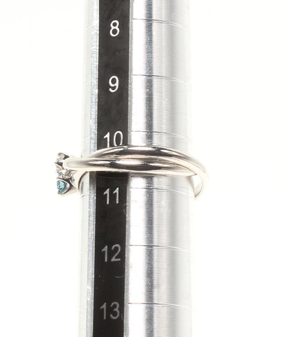 美品 4℃ 2連リング 指輪Pt950 ダイヤ ブルーダイヤ レディース SIZE 10号 ヨンドシー