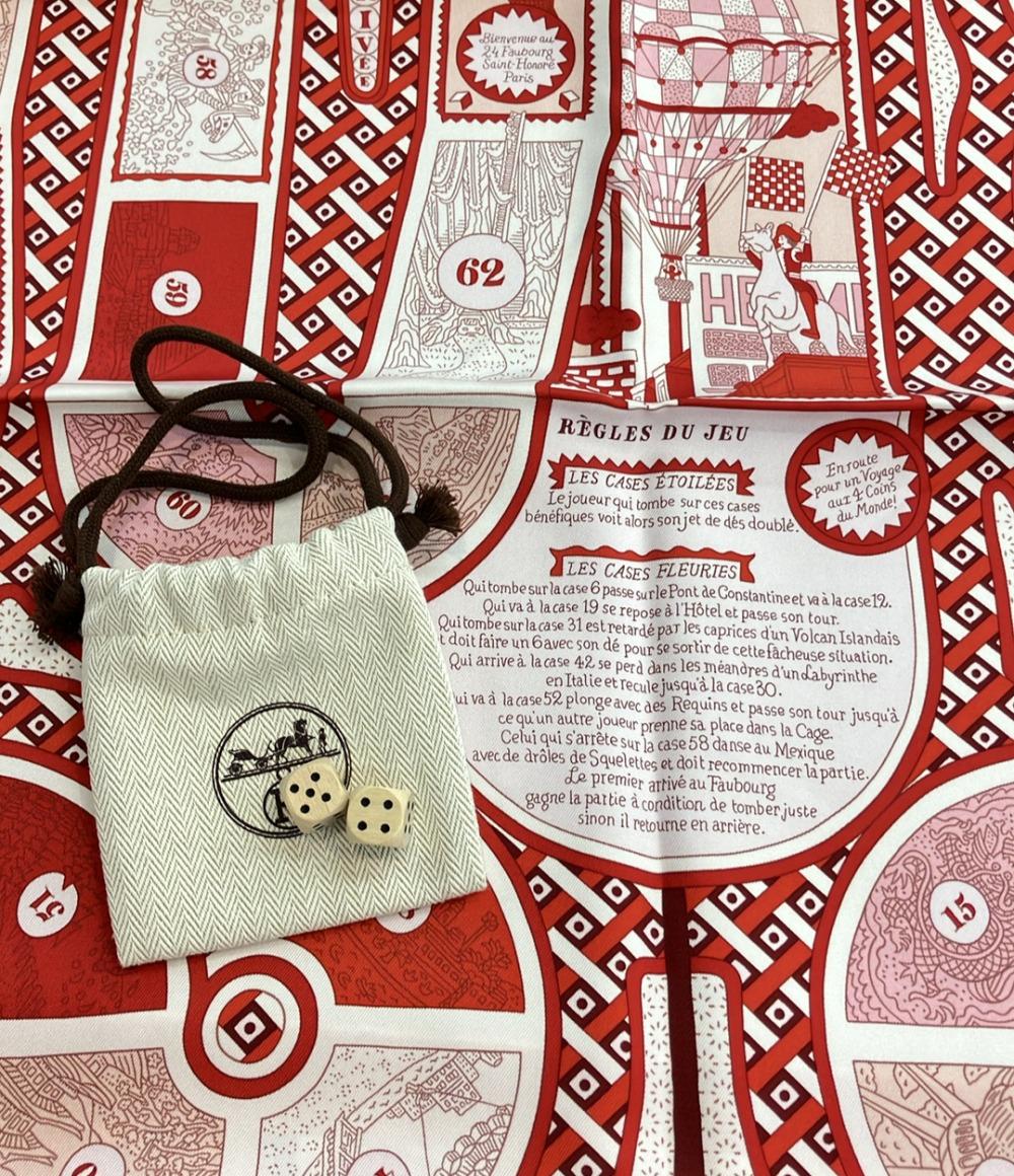 希少エルメス　HERMES　スカーフ「 カレ 」63マスの世界旅行 新品　未使用 エルメス カレ90 Le Tour Du Monde En 63 Cases 63マスの世界