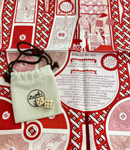 美品 エルメス スカーフ カレ90 シルク100% 63マスの世界旅行 LE TOUR DU MONDE EN 63 CASES レディース HERMES