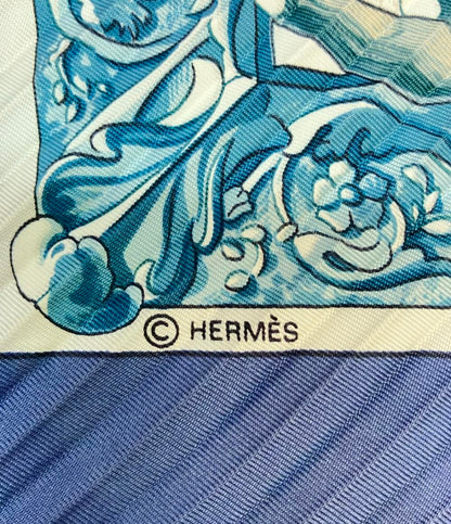 美品 HERMES スカーフ シルク100% プリーツカレ90 Lhiver レディース エルメス