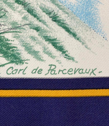 美品 HERMES スカーフ カレ90 シルク100% Auteuil en Mai レディース エルメス