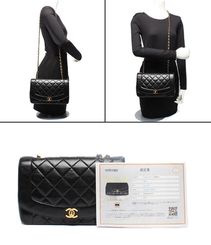 CHANEL チェーンショルダーバッグ ダイアナフラップ ラムスキン ゴールド金具 3番台 肩掛け 斜め掛け ダイアナ25 マトラッセ レディース シャネル