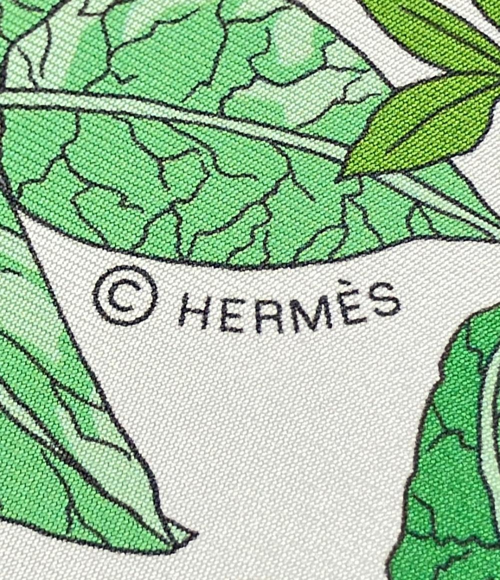 美品 HERMES スカーフ シルク100% カレダブルフェイス90 リバーシブル LE JARDIN DES PEINTRES レディース エルメス