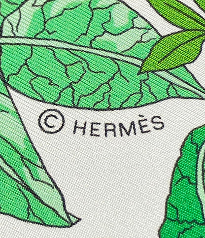 美品 HERMES スカーフ シルク100% カレダブルフェイス90 リバーシブル LE JARDIN DES PEINTRES レディース エルメス