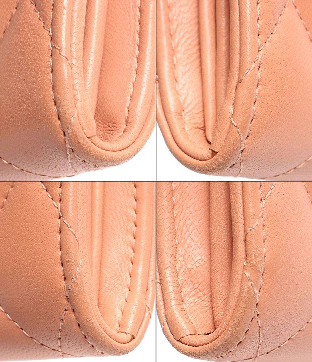 CHANEL シャネル ココマーク プラリング フェイクパール サーモンピンク シャネル 長財布 ココマーク シルバー金具 サーモンピンク系