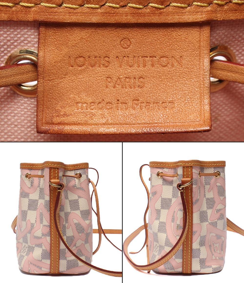 ルイヴィトン LOUIS VUITTON ショルダーバッグ ナノ ノエ ダミエアズールキャンバス ダミエアズール タヒチ ゴールド金具 白 ピンク N60052 RFID/AR2107【中古】 LOUIS VUITTON ショルダーバッグ 斜め掛け ナノ ノエ ダミエ アズール